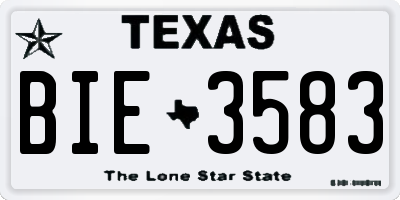 TX license plate BIE3583