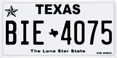 TX license plate BIE4075