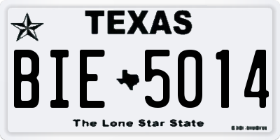 TX license plate BIE5014