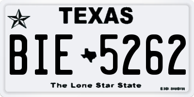 TX license plate BIE5262