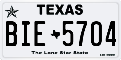 TX license plate BIE5704