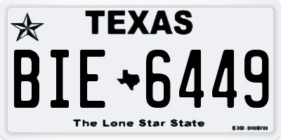 TX license plate BIE6449