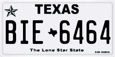 TX license plate BIE6464