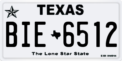TX license plate BIE6512