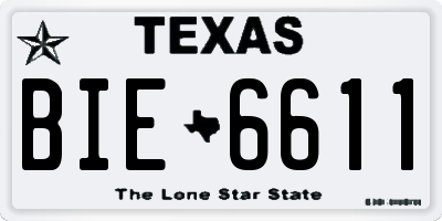 TX license plate BIE6611