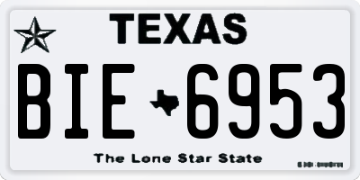 TX license plate BIE6953