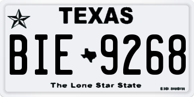 TX license plate BIE9268