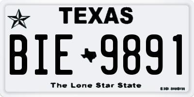 TX license plate BIE9891