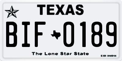 TX license plate BIF0189