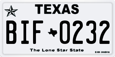 TX license plate BIF0232