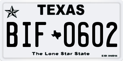 TX license plate BIF0602