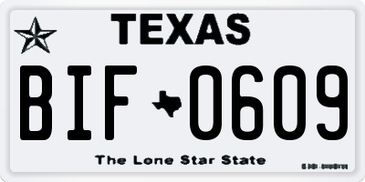 TX license plate BIF0609