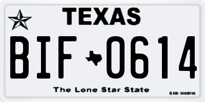 TX license plate BIF0614