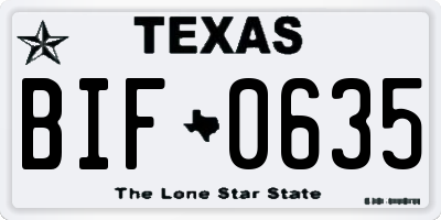 TX license plate BIF0635