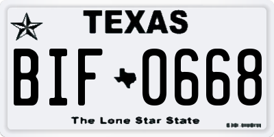 TX license plate BIF0668