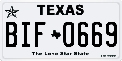 TX license plate BIF0669
