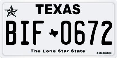 TX license plate BIF0672