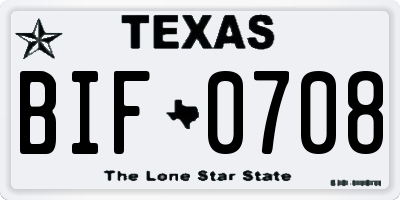TX license plate BIF0708