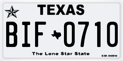 TX license plate BIF0710