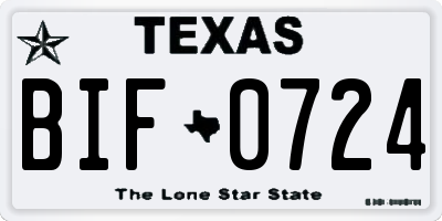 TX license plate BIF0724