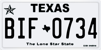 TX license plate BIF0734
