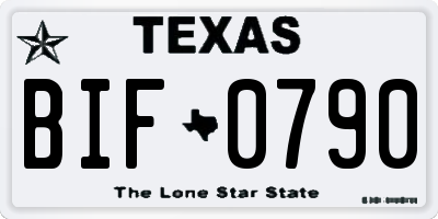 TX license plate BIF0790