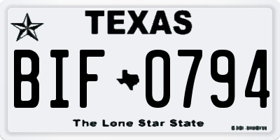 TX license plate BIF0794