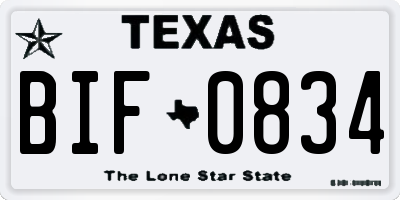 TX license plate BIF0834