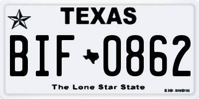TX license plate BIF0862