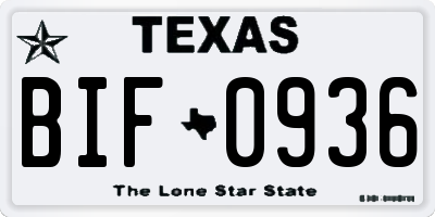 TX license plate BIF0936