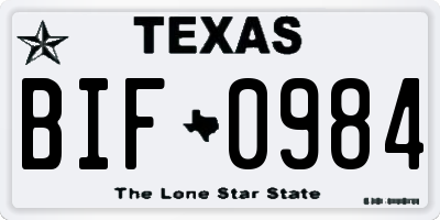 TX license plate BIF0984