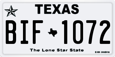 TX license plate BIF1072