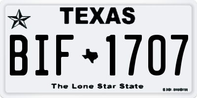 TX license plate BIF1707