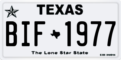 TX license plate BIF1977