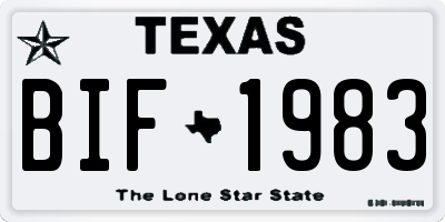 TX license plate BIF1983