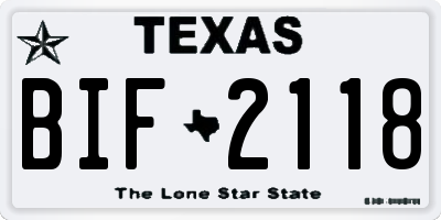 TX license plate BIF2118