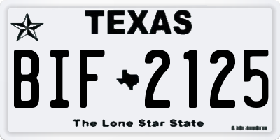 TX license plate BIF2125