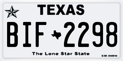 TX license plate BIF2298
