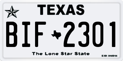 TX license plate BIF2301