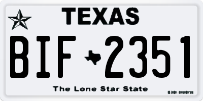 TX license plate BIF2351