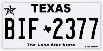 TX license plate BIF2377