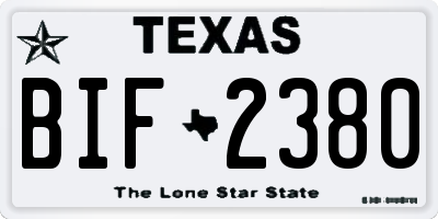 TX license plate BIF2380