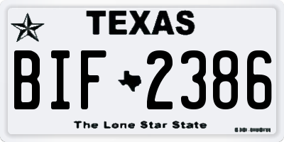 TX license plate BIF2386