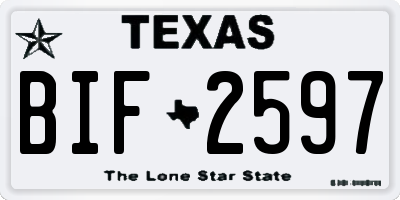 TX license plate BIF2597