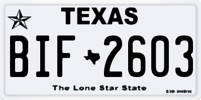 TX license plate BIF2603