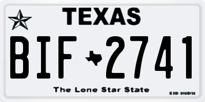 TX license plate BIF2741