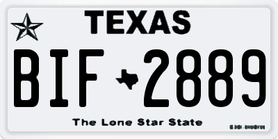 TX license plate BIF2889