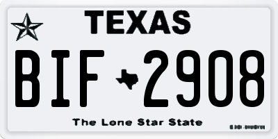 TX license plate BIF2908