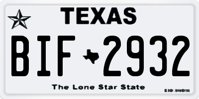 TX license plate BIF2932