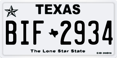 TX license plate BIF2934